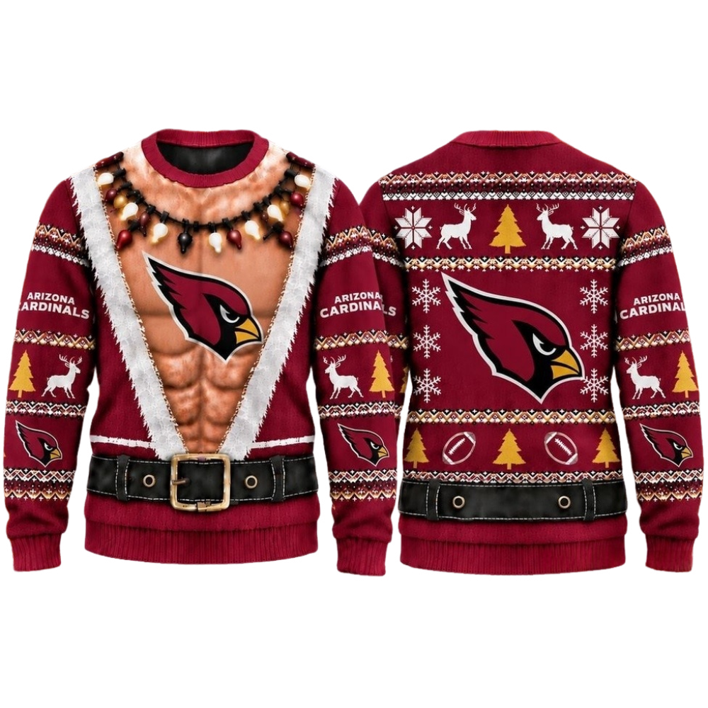 Arizona Cardinals Christmas Ugly Sweater Muscular Fan Graphic Main image