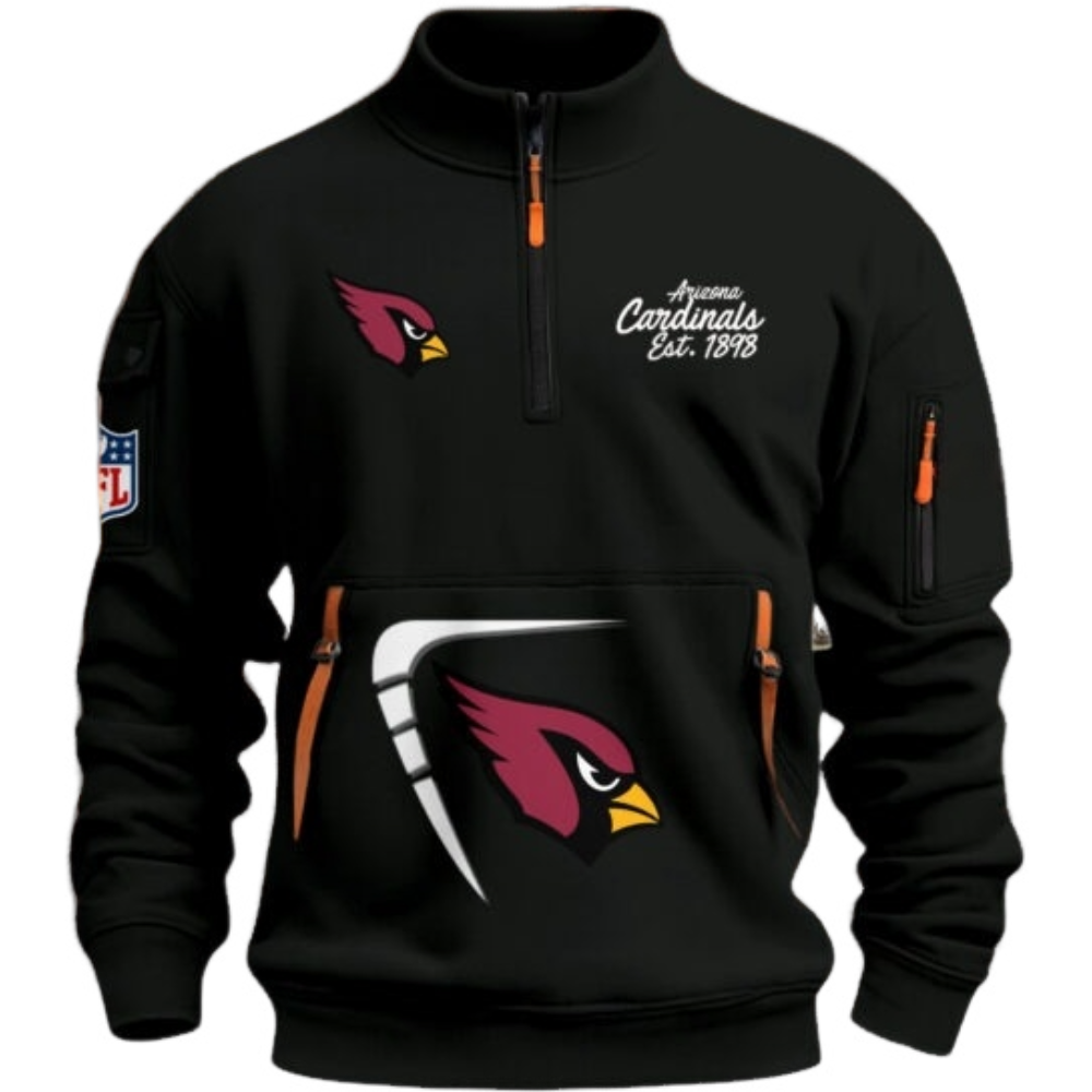 Arizona Cardinals Black Stand Collar Quarter Zip Pullover Sweatshirt