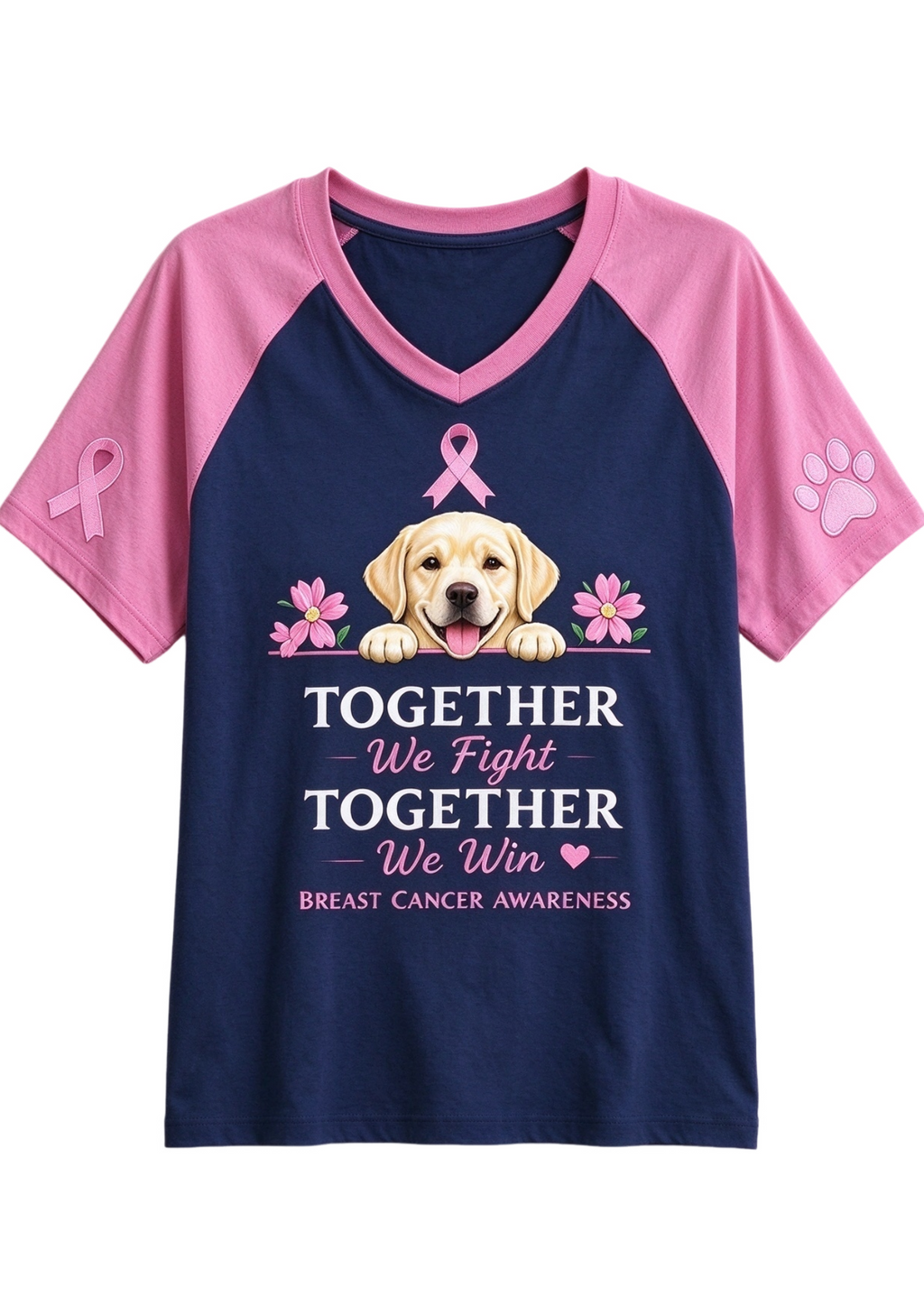 Women's Breast Cancer Awareness Raglan Short Sleeve T-Shirt