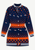Women's Denver Broncos All Over Print Button Down Jacket Dress