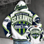 Seattle Seahawks Retro Varsity Color Block Back Print Pullover Hoodie