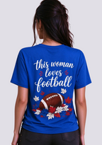 This Woman Loves Football Fall Maple Leaves NFL V-Neck T-Shirt