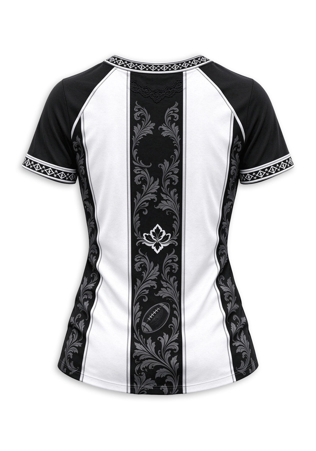 Women's Las Vegas Raiders Floral Baroque Striped V-Neck T-Shirt