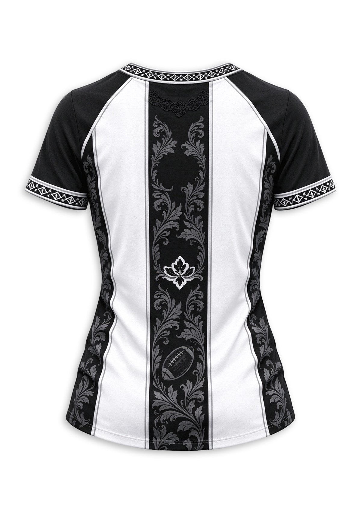 Women's Las Vegas Raiders Floral Baroque Striped V-Neck T-Shirt