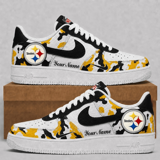 Pittsburgh Steelers Custom Name Camo Fan Sneakers Main image