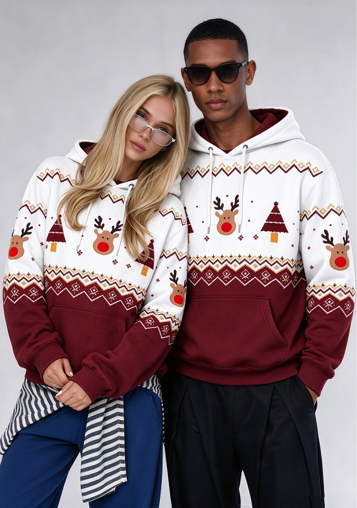 Washington Commanders Christmas Fair Isle Print Couple Hoodie