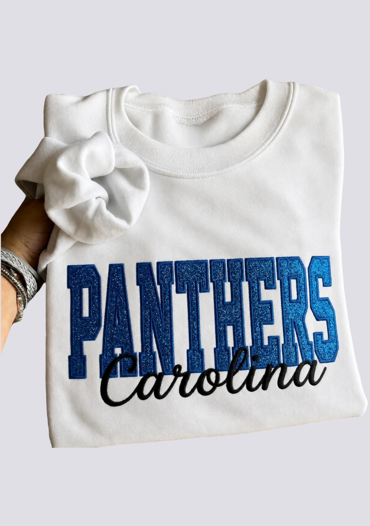 Women's Carolina Panthers Embroidered Crewneck Sweatshirt