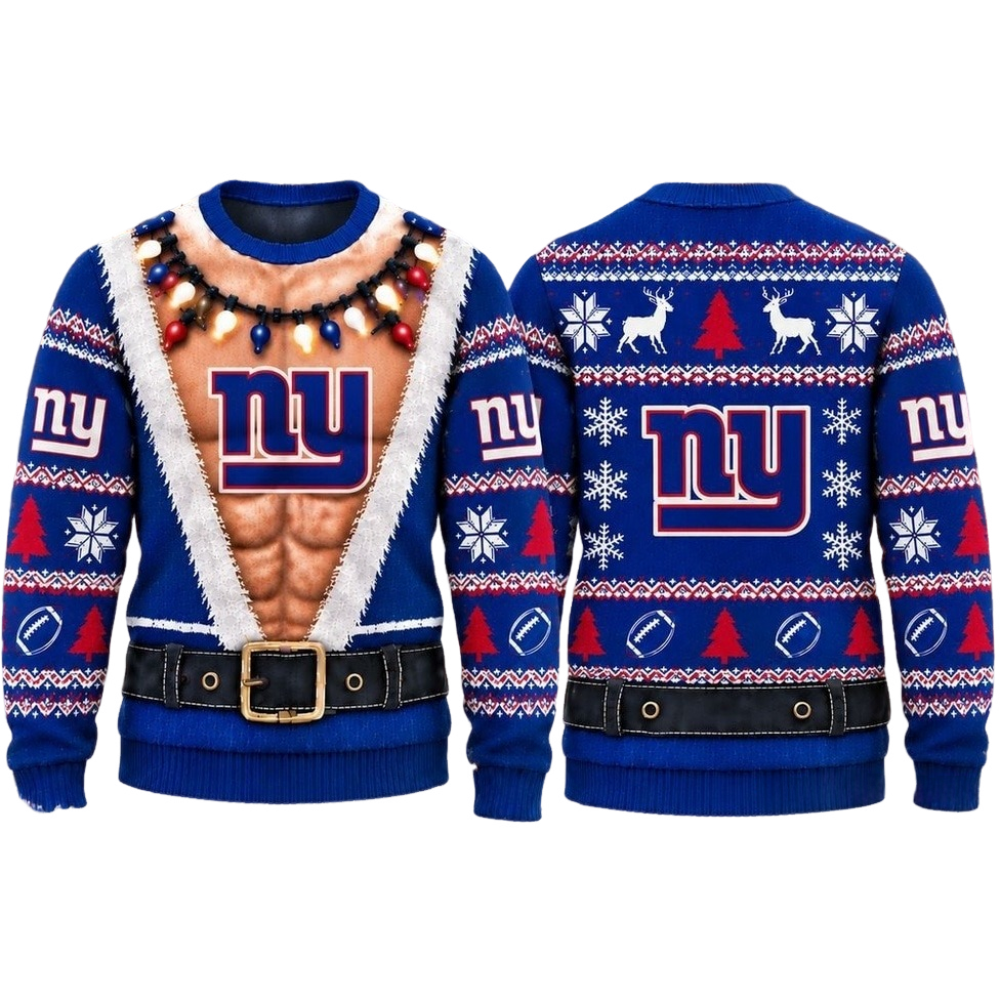 New York Giants Christmas Ugly Sweater Muscular Fan Graphic Main image