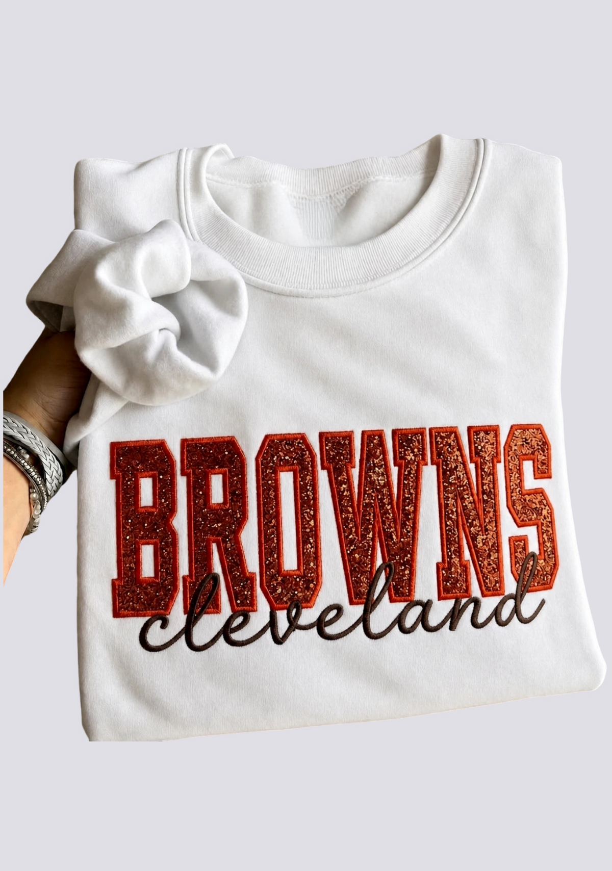 Women's Cleveland Browns Embroidered Crewneck Sweatshirt