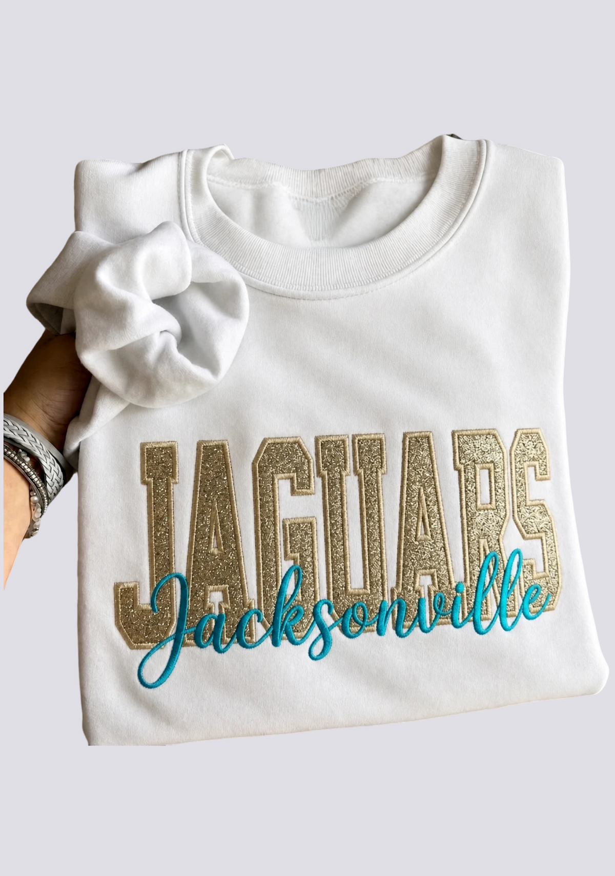 Women's Jacksonville Jaguars Embroidered Crewneck Sweatshirt