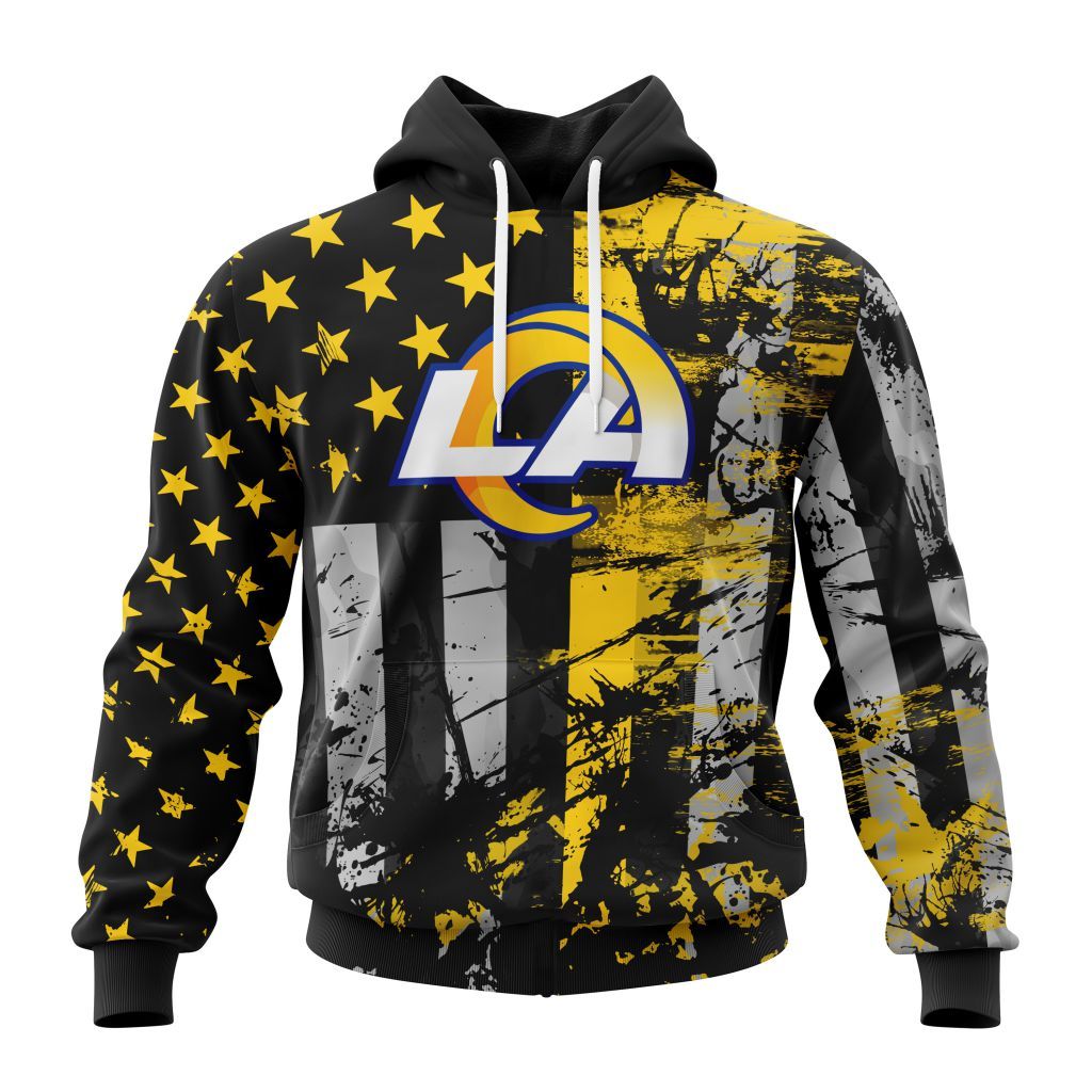 Los Angeles Rams Vintage American Flag Graphic Hoodie NFL Fan Sweatshirt