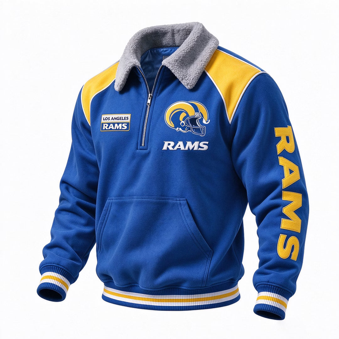 Los Angeles Rams Sherpa Collar 1/4 Zip Fleece Pullover NFL Fan Jacket