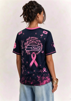 Seattle Seahawks Breast Cancer Awareness Dandelion V-Neck T-Shirt