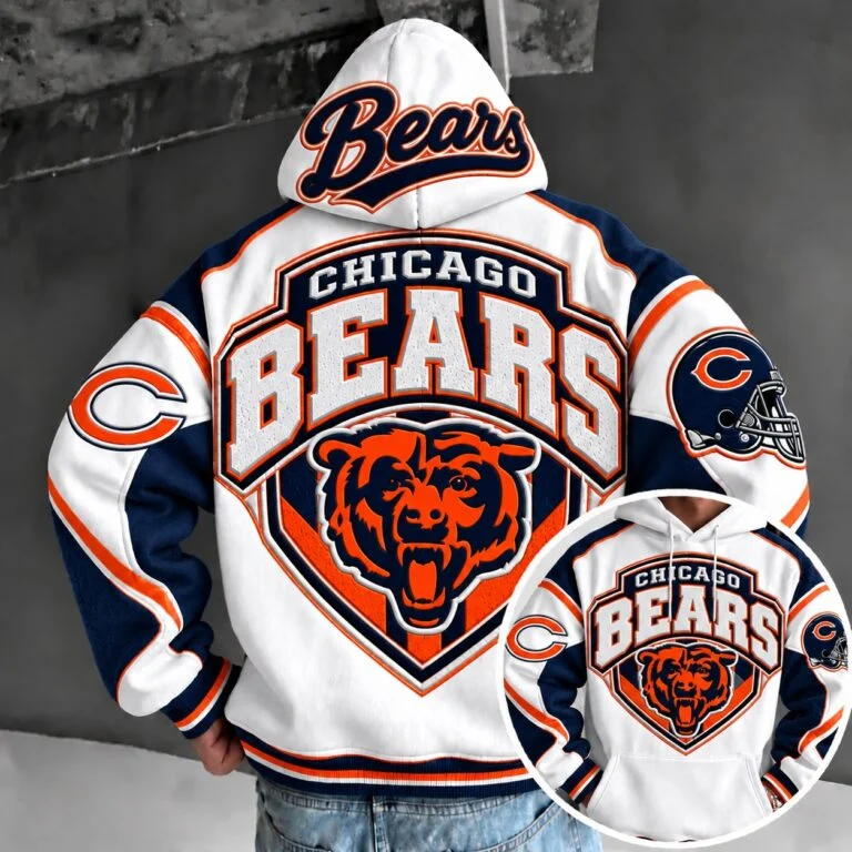 Chicago Bears Retro Varsity Color Block Back Print Pullover Hoodie Main image