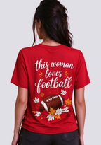 This Woman Loves Football Fall Maple Leaves NFL V-Neck T-Shirt