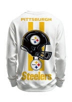 Pittsburgh Steelers Helmet Graphic Waffle Knit Crewneck Sweatshirt