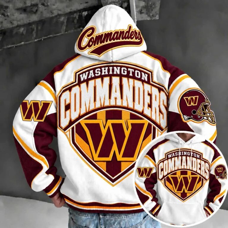 Washington Commanders Retro Varsity Color Block Back Print Pullover Hoodie