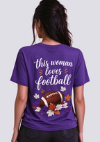 This Woman Loves Football Fall Maple Leaves NFL V-Neck T-Shirt