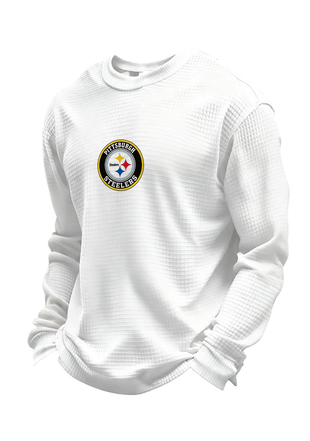 Pittsburgh Steelers Helmet Graphic Waffle Knit Crewneck Sweatshirt