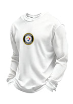 Pittsburgh Steelers Helmet Graphic Waffle Knit Crewneck Sweatshirt