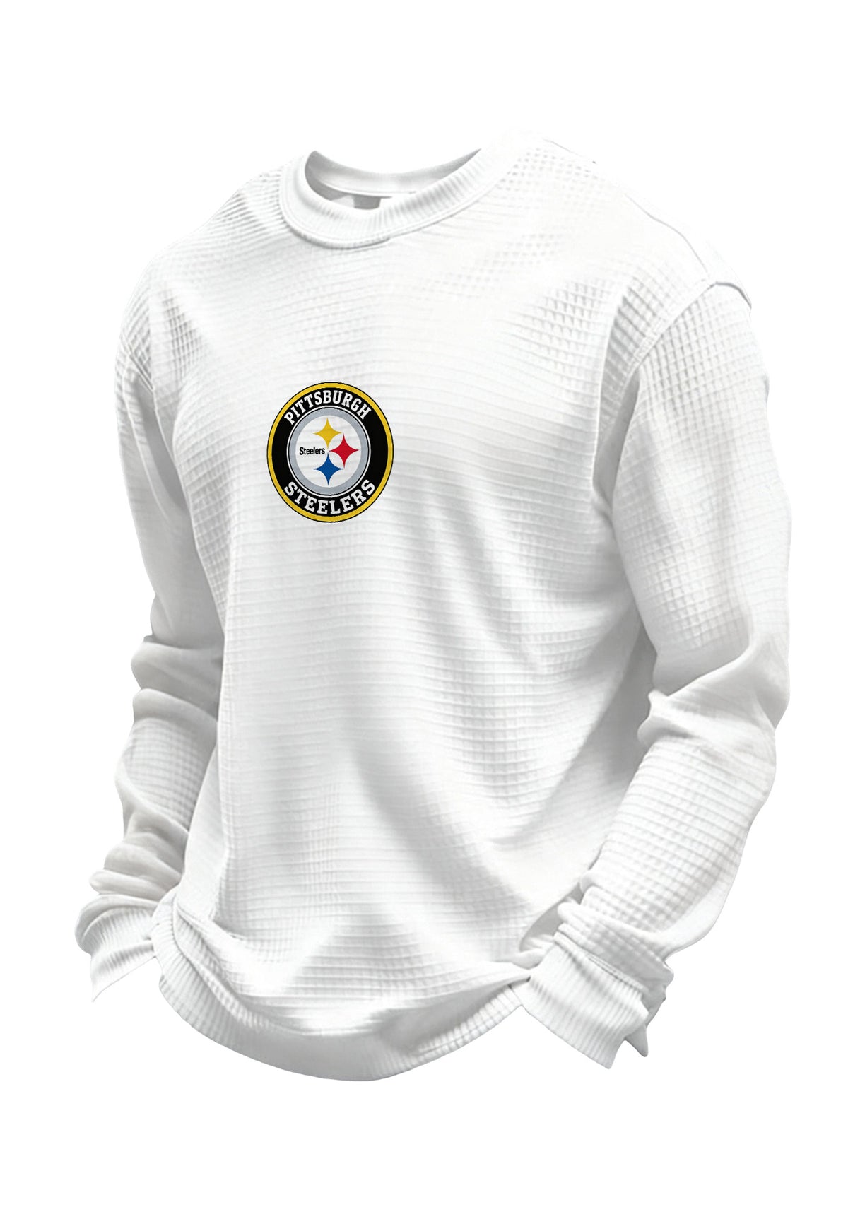 Pittsburgh Steelers Helmet Graphic Waffle Knit Crewneck Sweatshirt