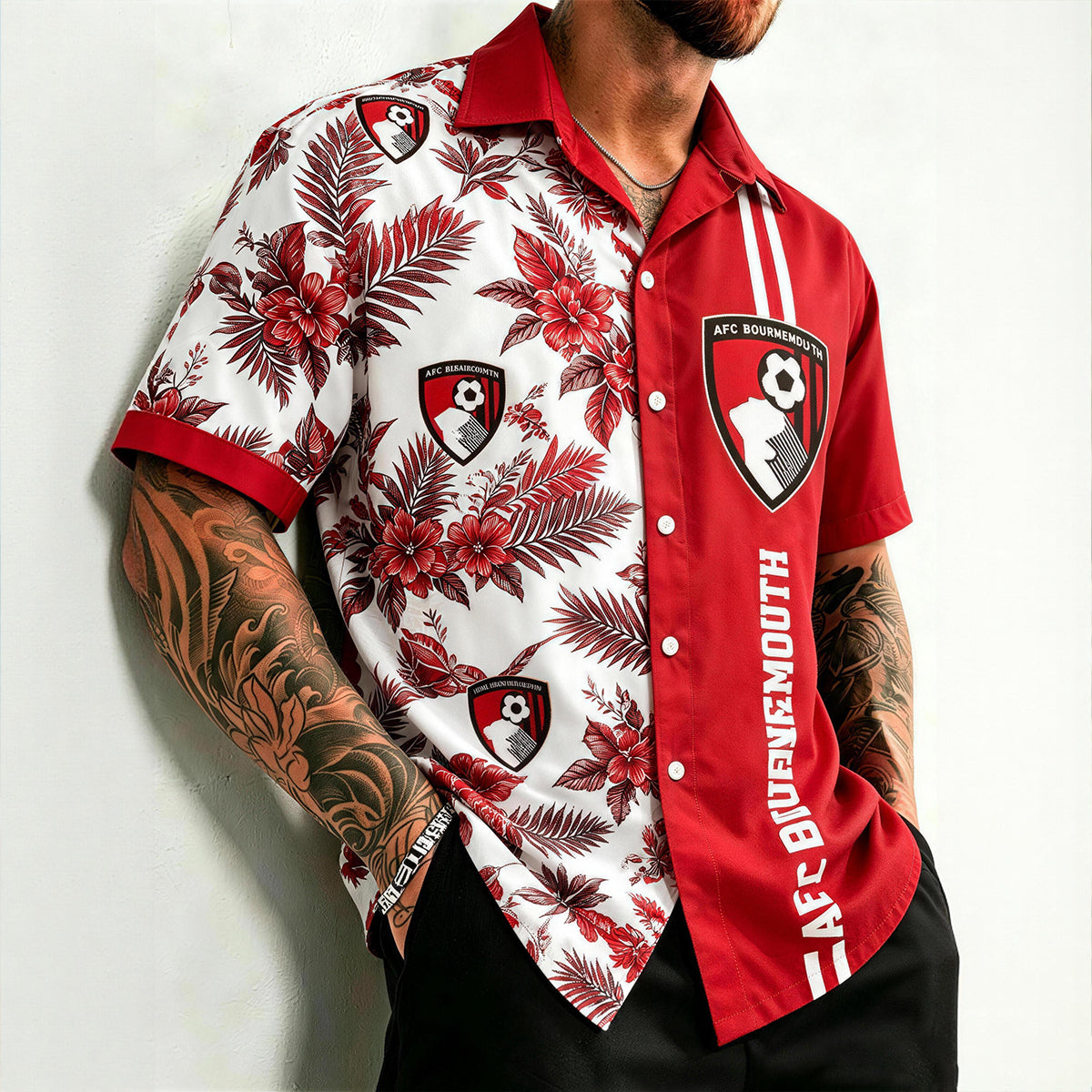 AFC Bournemouth Half‑Split Hawaiian Shirt For Fan