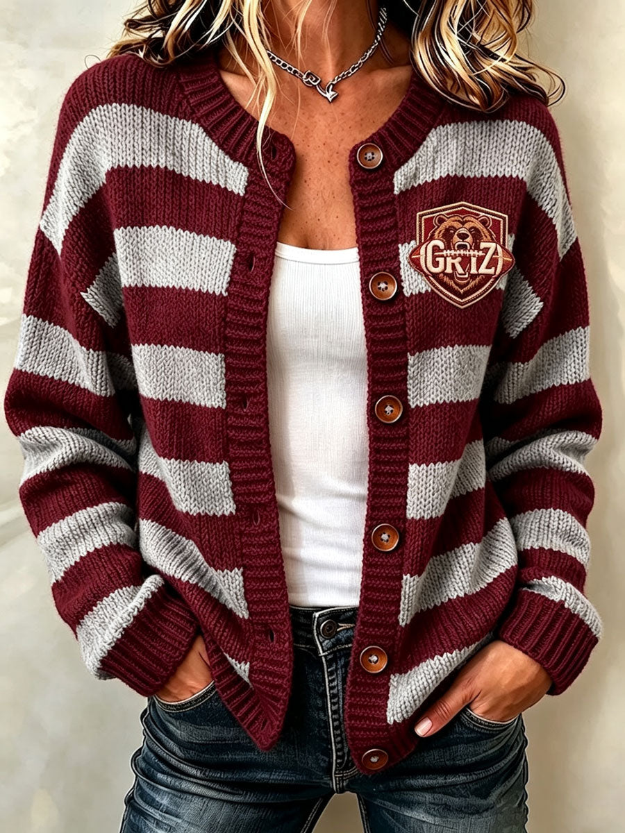 Women's Football Fans Printed Knitted Cardigan Top Main image
