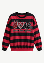 Women's Peace Love Atlanta Falcons Striped Crewneck Sweatshirt
