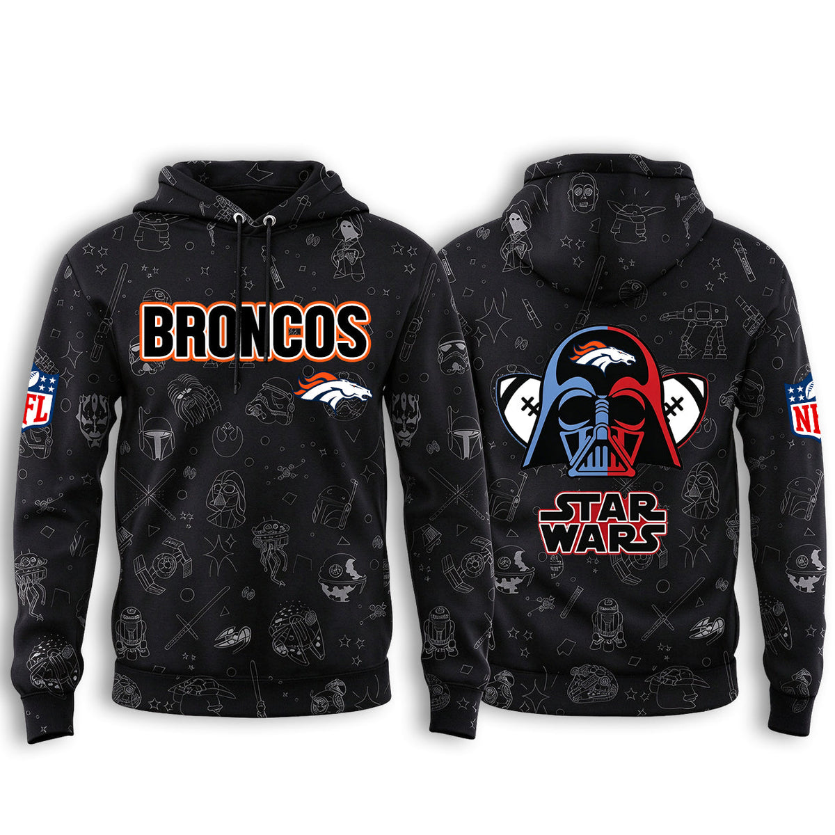 Denver Broncos Black Star Wars Graphic Hoodie Main image
