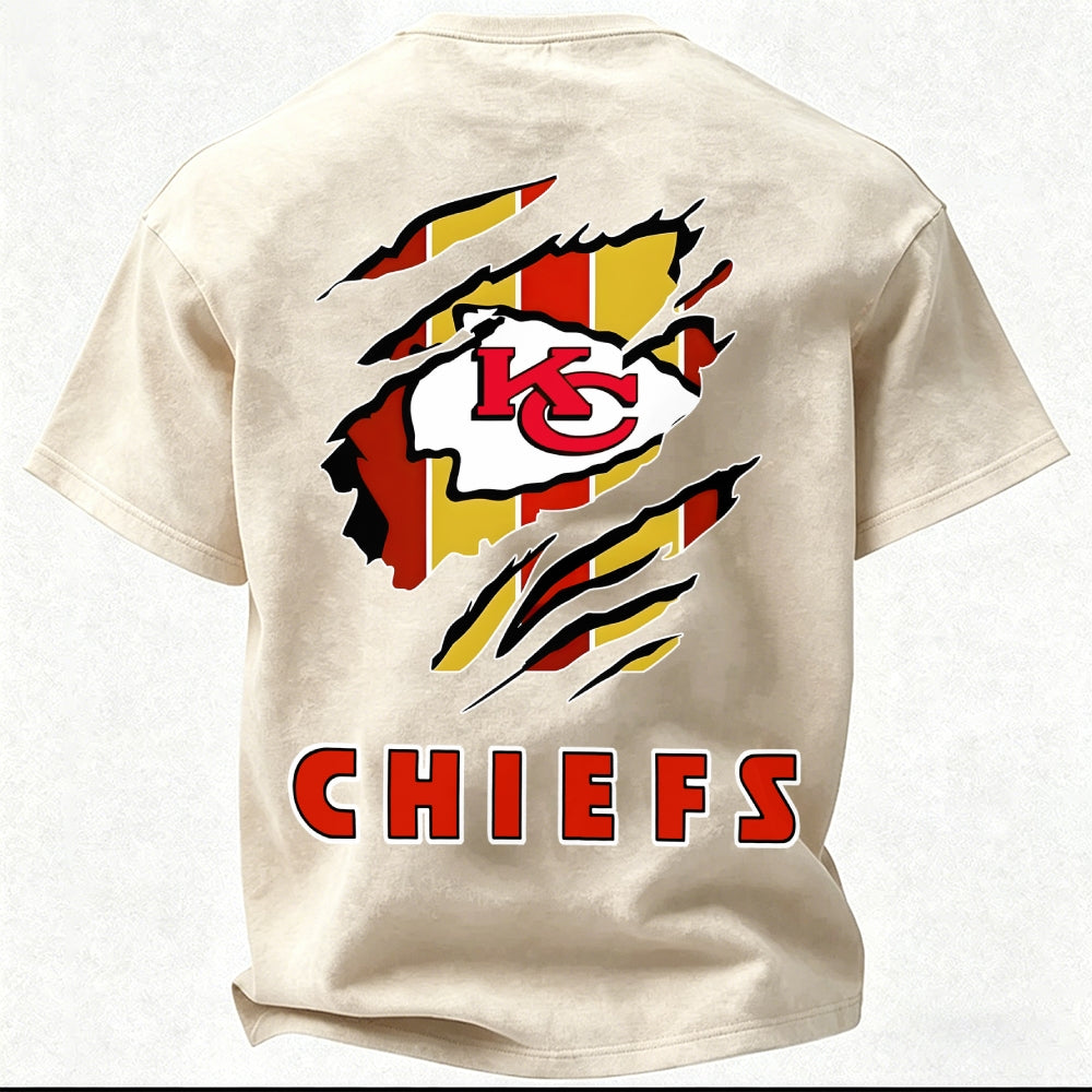 Kansas City Chiefs Printed Unisex 100% Pure Cotton Washed T-Shirt