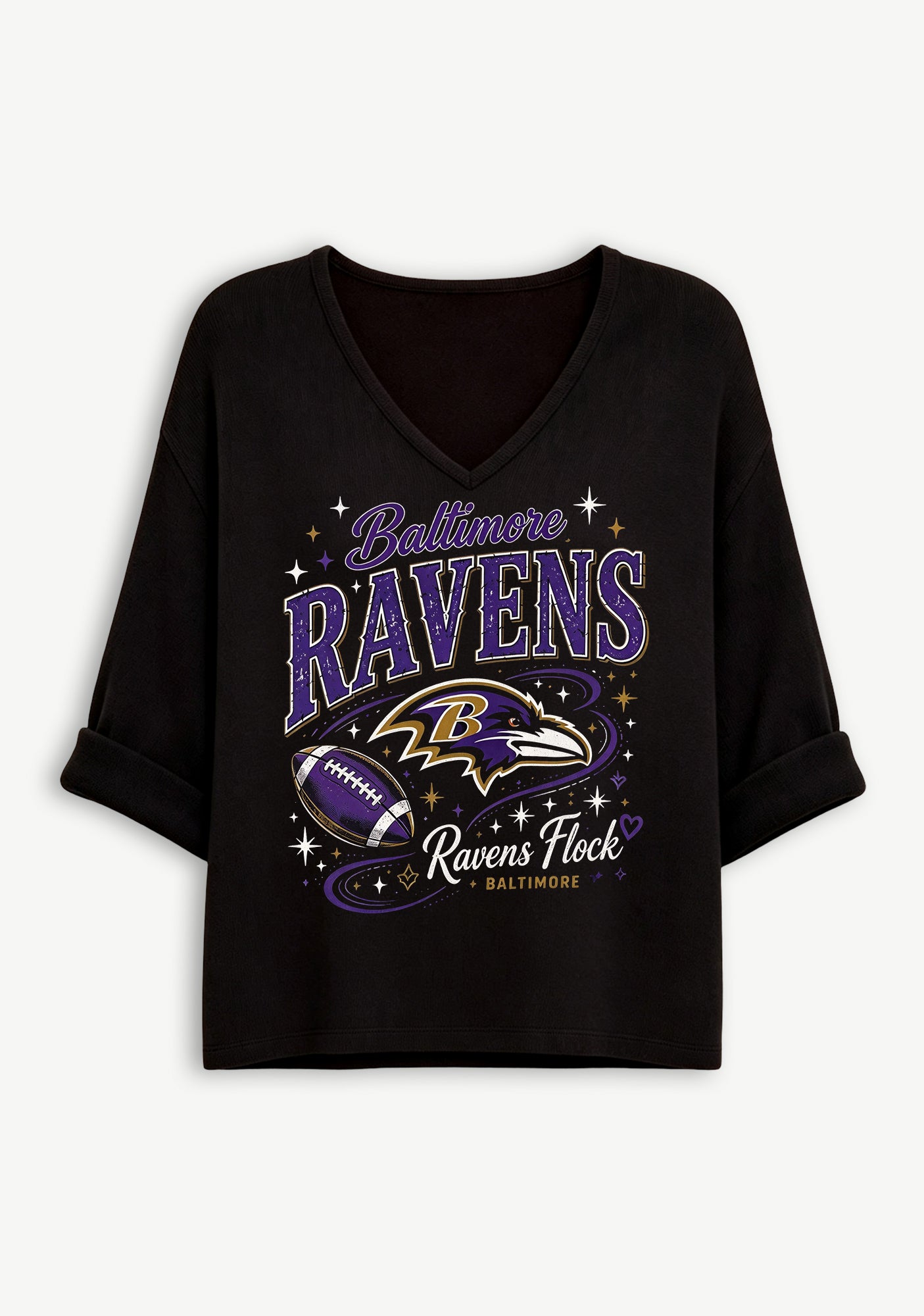 Women Baltimore Ravens Ravens Flock Graphic Long Sleeve Game Day Shirt Secondary image