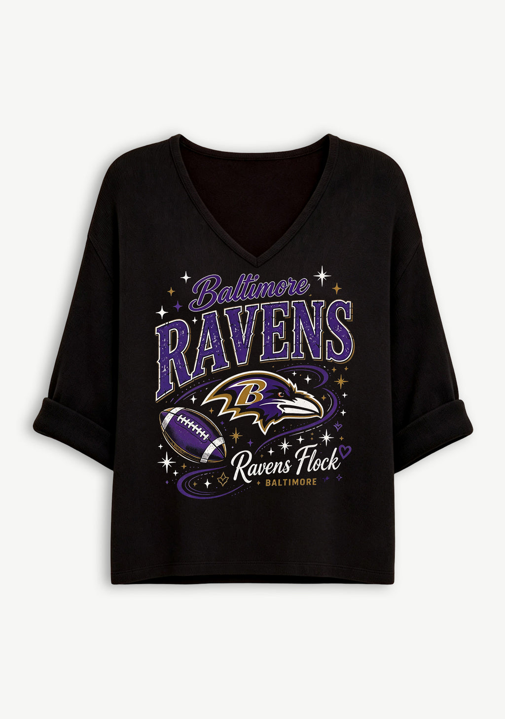 Women Baltimore Ravens Ravens Flock Graphic Long Sleeve Game Day Shirt