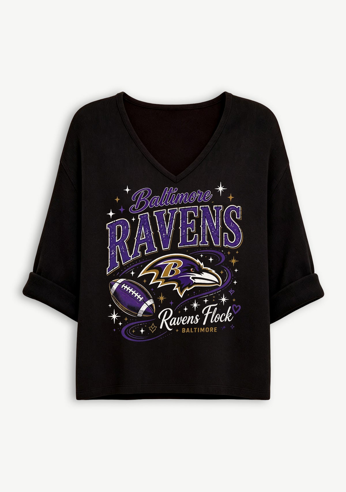 Women Baltimore Ravens Ravens Flock Graphic Long Sleeve Game Day Shirt