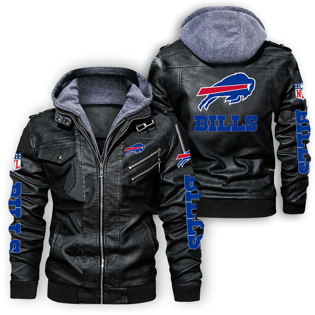 Buffalo Bills Logo PU Leather Hooded Jacket Main image