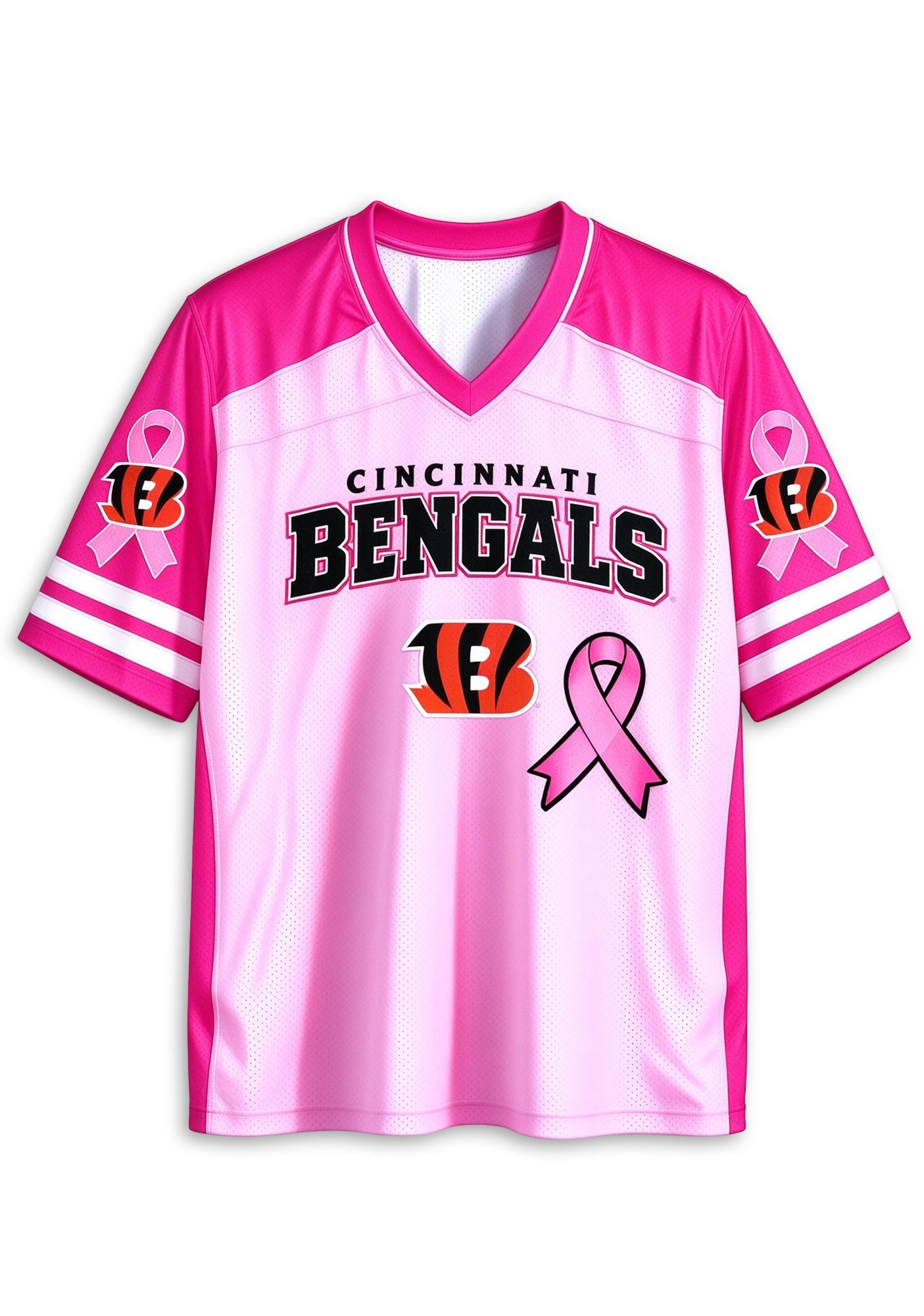 Women Cincinnati Bengals Breast Cancer Awareness Pink Ribbon Mesh Jersey Secondary image