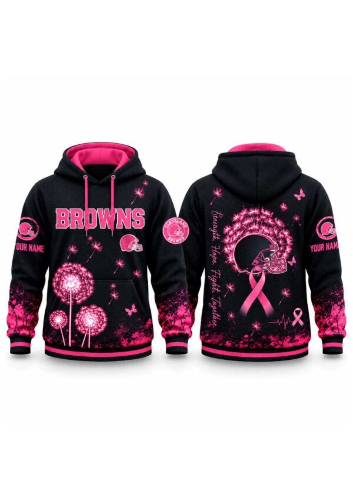 Cleveland Browns Breast Cancer Awareness Dandelion Hoodie