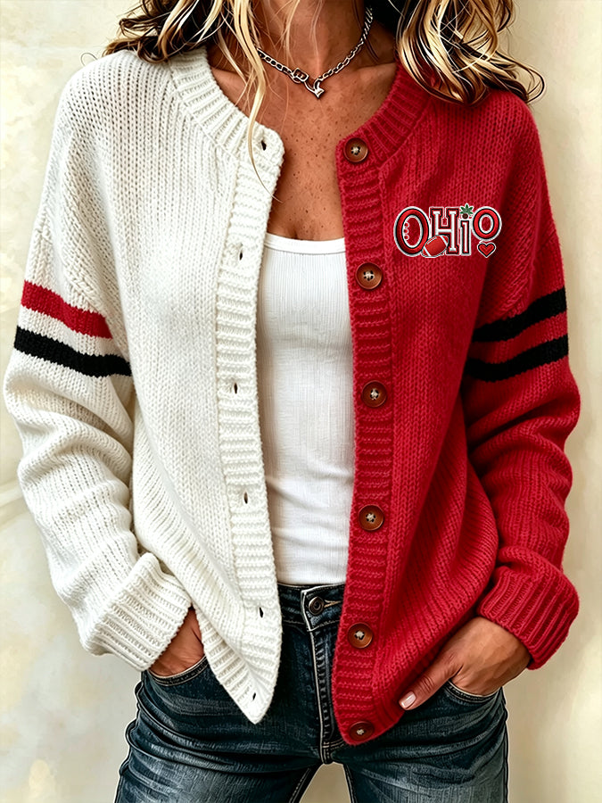 Women'S Casual Football Plant Knitted Cardigan Top