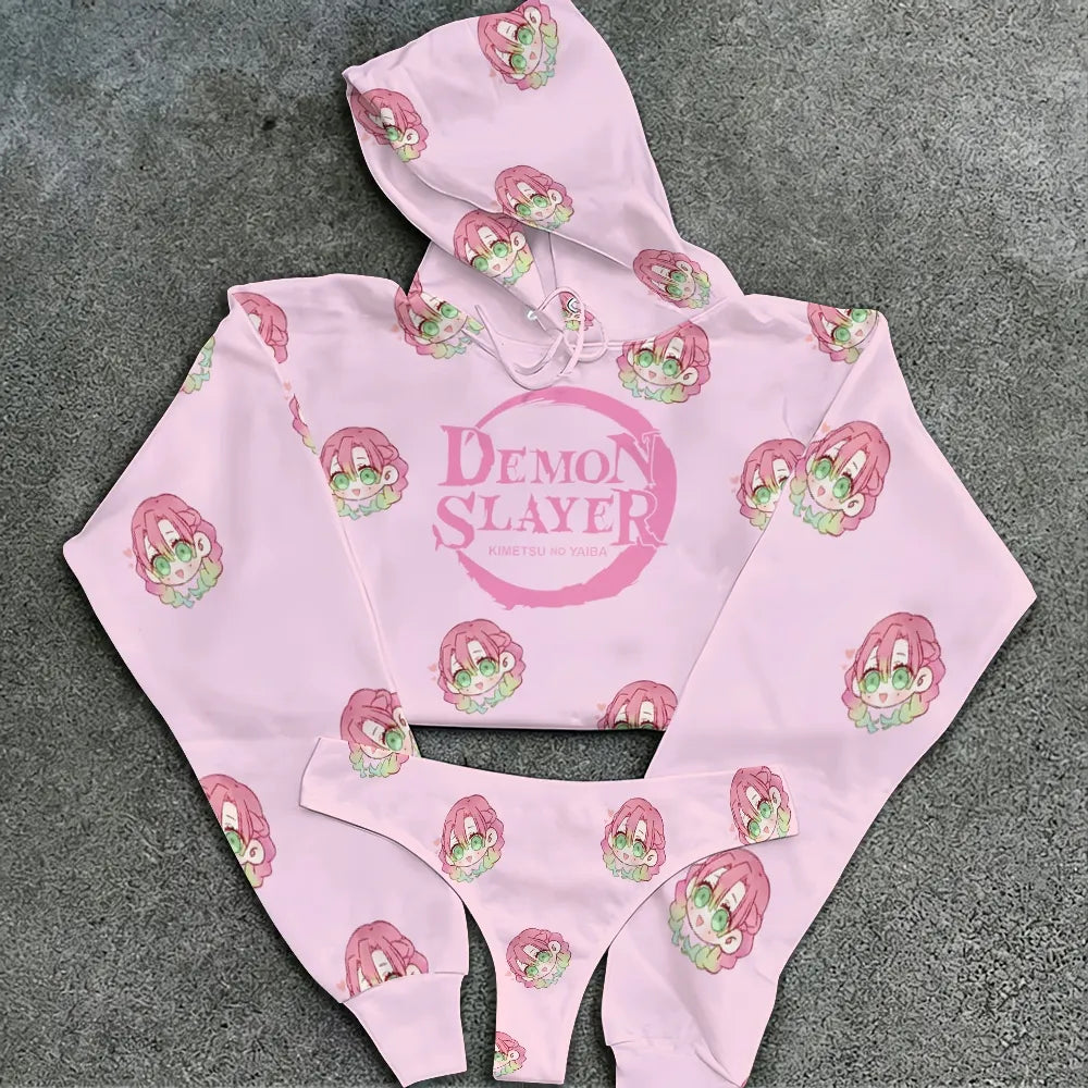 "Demon Slayer" Women's Hooded Thicken Suit Set