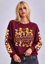 Women's Washington Commanders Floral Bow Crewneck Sweatshirt