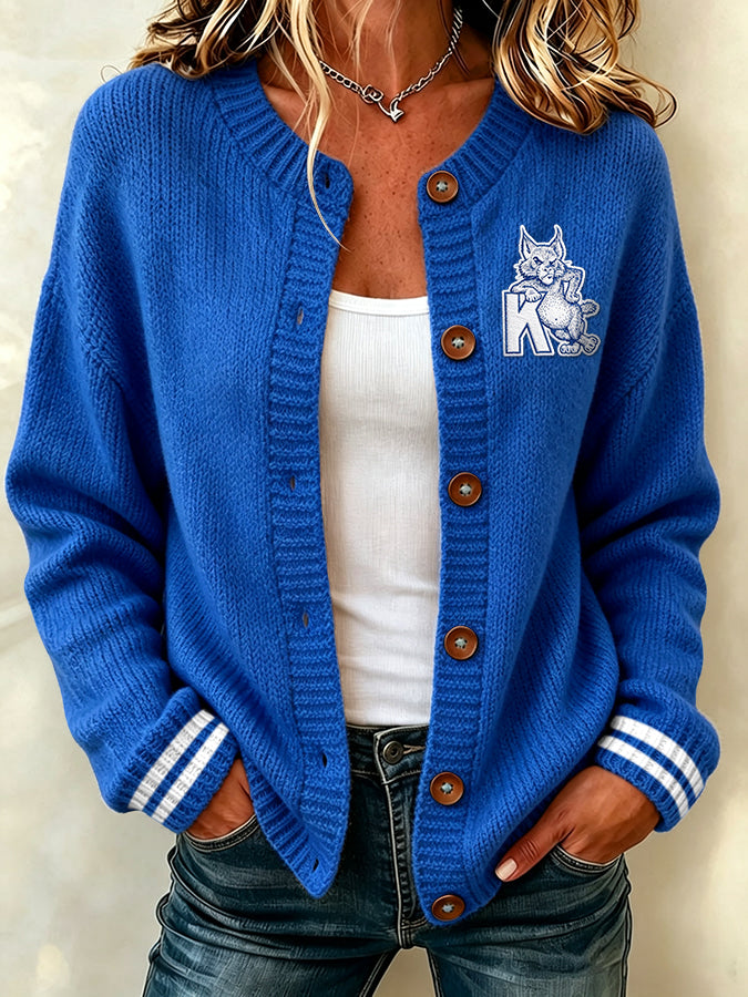 Women'S Casual Football Plant Knitted Cardigan Top