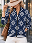 Women's Dallas Cowboys Argyle Print Zip Up Varsity Jacket