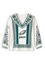 Women's Philadelphia Eagles Boho Floral Printed V-Neck Long Sleeve Shirt