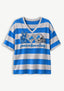 Women's Peace Love Detroit Lions Football Striped V Neck T-Shirt