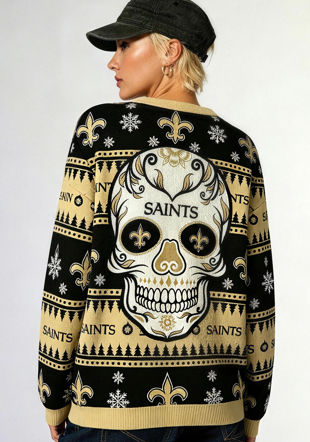 New Orleans Saints Skull Ugly Christmas Football Fan Sweatshirt