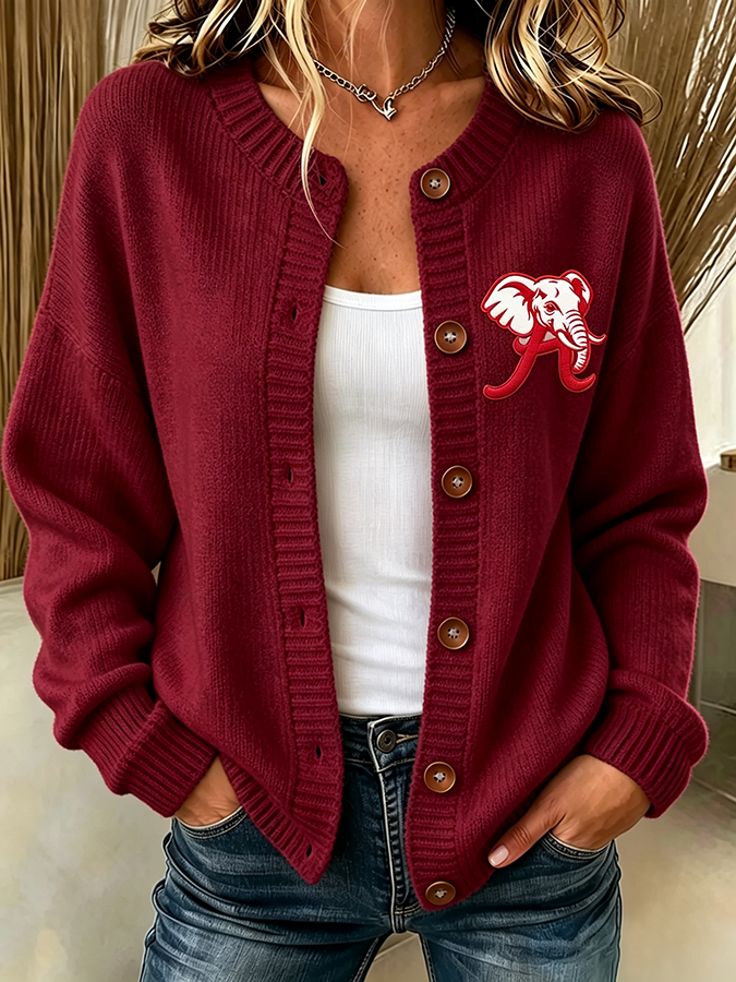 Women'S Casual Football Plant Knitted Cardigan Top Main image