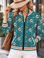 Women's Miami Dolphins Argyle Print Zip Up Varsity Jacket