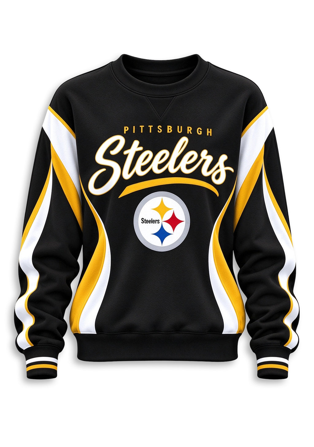 Women's Pittsburgh Steelers Crewneck Sweatshirt & Flared Pants 2 Piece Set