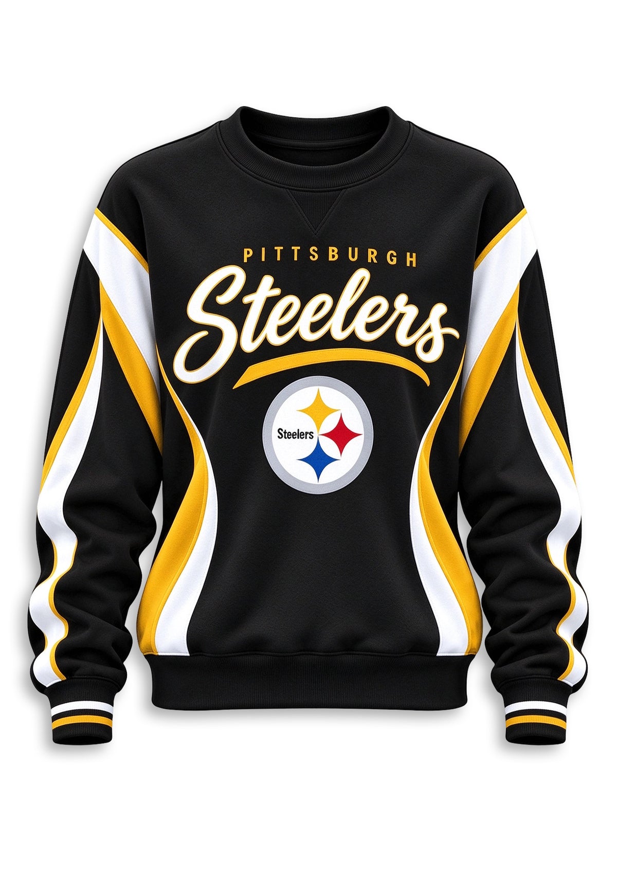 Women's Pittsburgh Steelers Crewneck Sweatshirt & Flared Pants 2 Piece Set