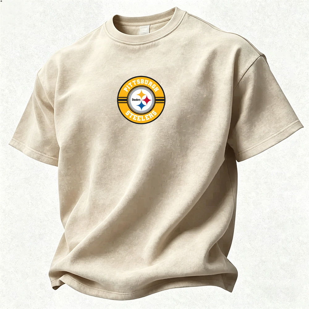 Pittsburgh Steelers Printed Unisex 100% Pure Cotton Washed T-Shirt