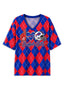 Women's Buffalo Bills Argyle #1 Fan Heart Helmet V-Neck T-Shirt